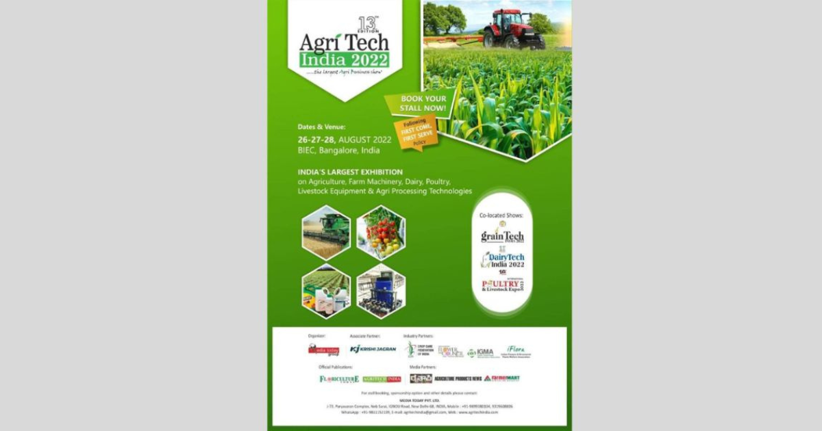 Media Today Group Set to Host 13th India Agritech Expo 2022 Edition in Bangalore